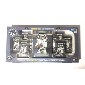 2025 Panini Mosaic NFL Football Trading Cards Mega Box, 49 Cards – Stained Glass